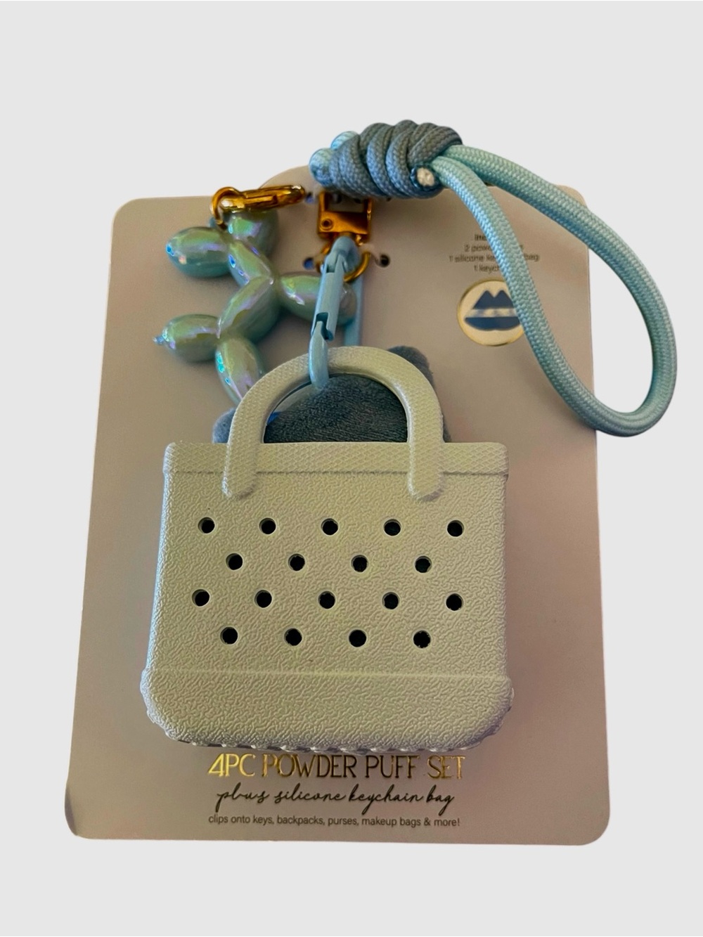 Mavi Bandz 4 Piece Powder Puff Bogg Bag Keychain - Blue NWT